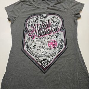 Metal Mulisha Gray and Pink Graphic Tee